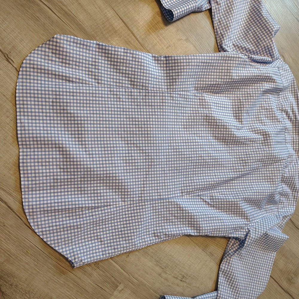 Bonobos Tailored Slim Fit Dress Shirt Blue White Check Premium Swiss Fabric 15 - Picture 4 of 7